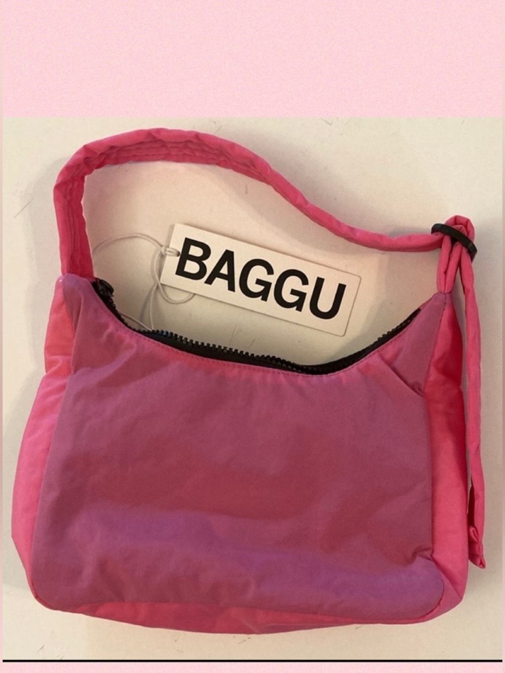 BAGGU Pink Padded Shoulder Bag NEW mini nylon azalea pink